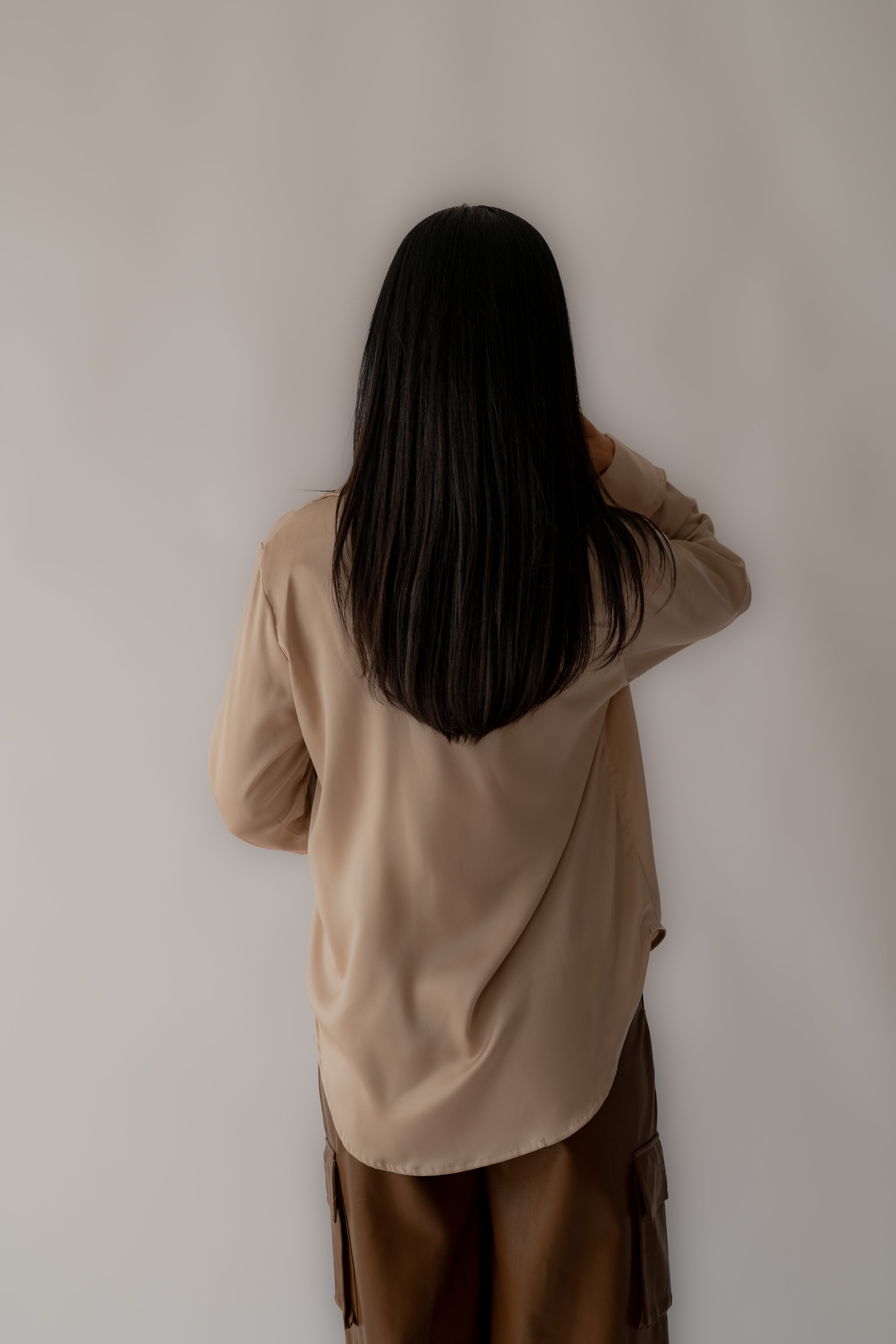 The Satin Shirt - Nude 2.0 | Kalloni's Closet Boutique